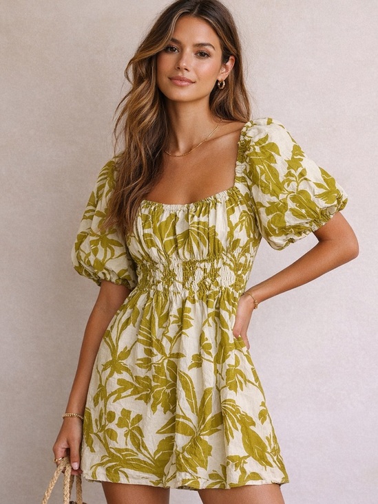 Maeve Dresses & Skirts - Anthropologie Maeve Feliciana Tropical Print Dress Puff Sleeve Pockets NWT